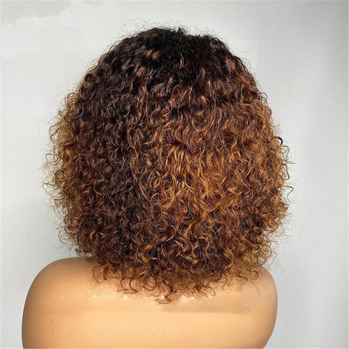Amara Short Curly Wig | Auburn Chestnut Brown | 100% Human Hair