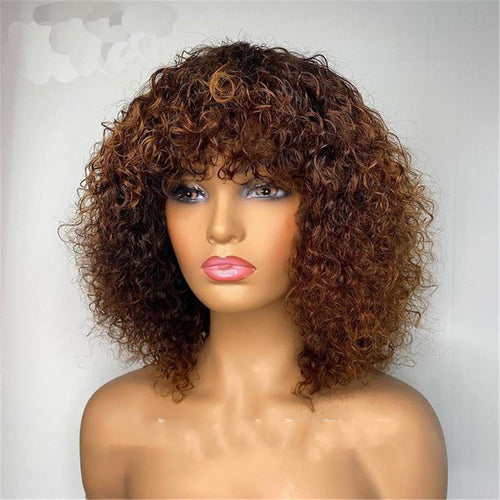 Amara Short Curly Wig | Auburn Chestnut Brown | 100% Human Hair