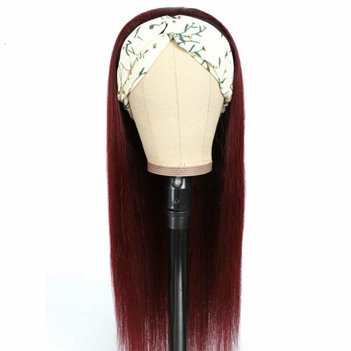 Rihanna | Straight Burgundy Headband Human Hair Wig