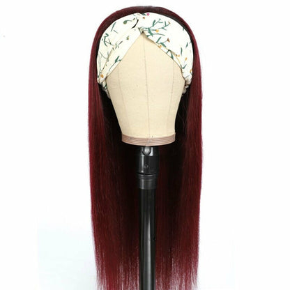 Rihanna | Straight Burgundy Headband Human Hair Wig