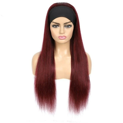 Rihanna | Straight Burgundy Headband Human Hair Wig