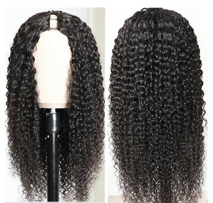 Curly wig on a mannequin head with close-up of hair texture, labeled '1*3 U-part Curly Wig'.