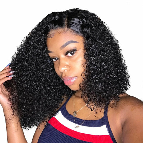 Zahra Curly Bob Lace Front Wig | 180% Density Jerry Curl 4x4 | 100% Human Hair