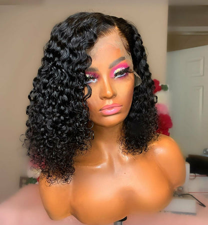 Zahra Curly Bob Lace Front Wig | 180% Density Jerry Curl 4x4 | 100% Human Hair
